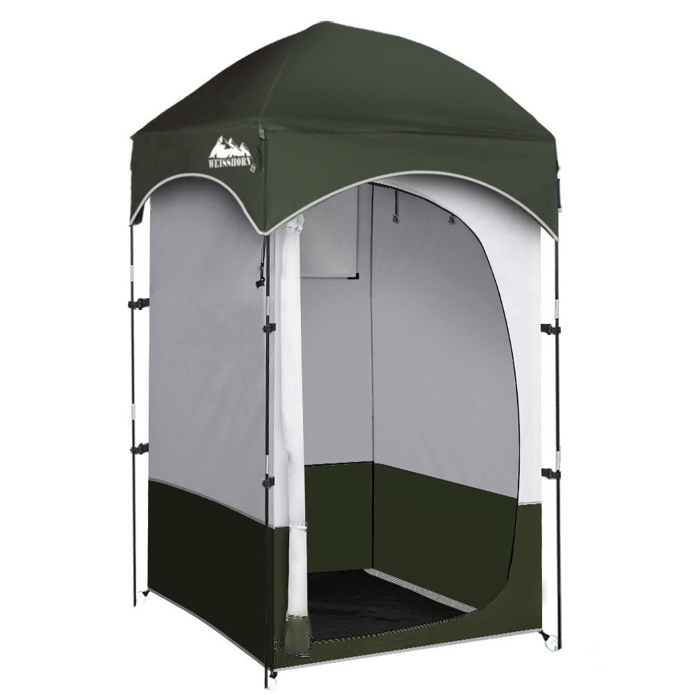 Portable shower toilet tent, supplied with a carry bag.