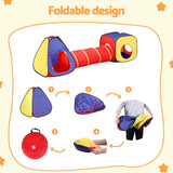 Keezi Kids Playhouse Play Tent Pop Up Teepee Castle Crawl Tunnel Outdoor Indoor Toys Children Gift