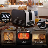 Devanti 2-Slice Toaster, LED Display 3.5cm Wide Slots 6 Browning Levels