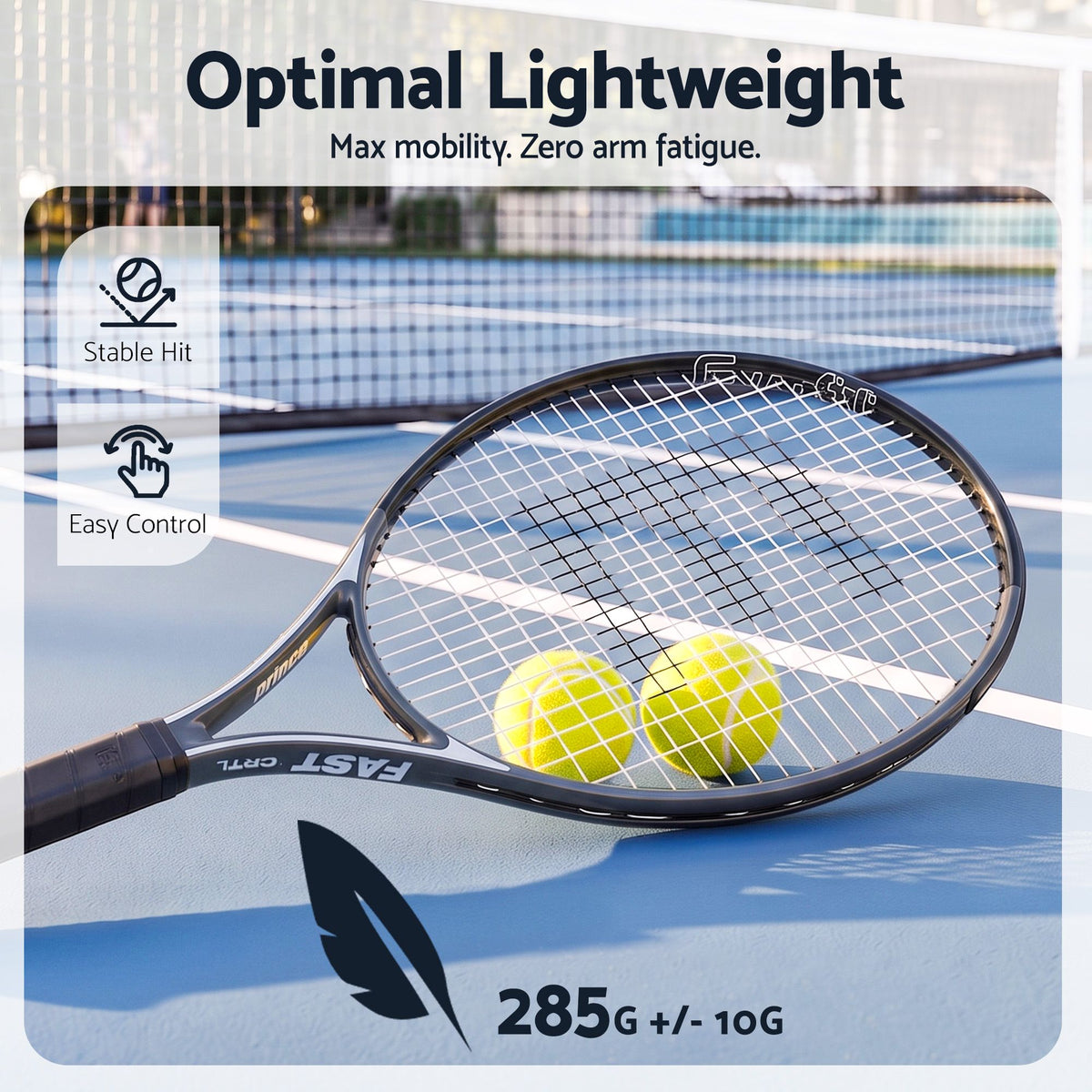 Everfit 27 inch tennis racket set of 2 in black