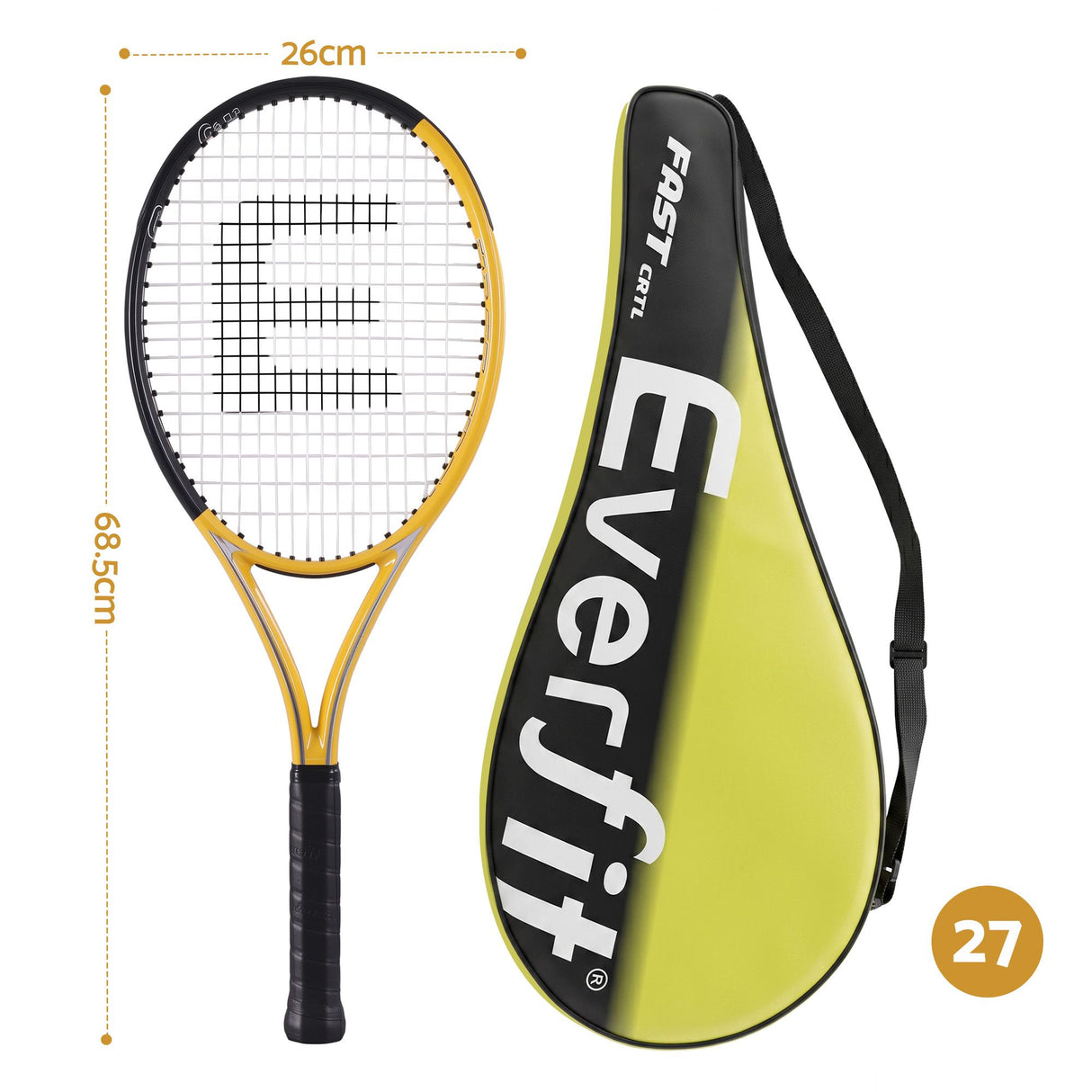 Everfit 27 Inch Tennis Racket Lightweight Racquet for Beginner Adult Players