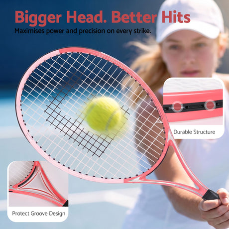 Everfit 27 Inch Tennis Racket Lightweight Racquet for Beginner Adult Players Pink.