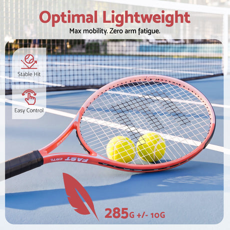 Everfit 27 Inch Tennis Racket Lightweight Racquet for Beginner Adult Players Pink.