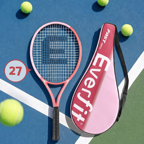 Everfit 27 Inch Tennis Racket Lightweight Racquet for Beginner Adult Players Pink.