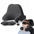 Wanderlite memory foam travel neck pillow with eye mask and earplugs in black