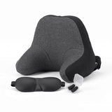 Wanderlite memory foam travel neck pillow with eye mask and earplugs in black