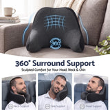 Wanderlite memory foam travel neck pillow with eye mask and earplugs in black
