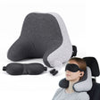 Wanderlite memory foam travel neck pillow with eye mask and earplugs in grey