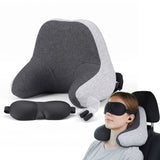 Wanderlite memory foam travel neck pillow with eye mask and earplugs in grey