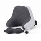 Wanderlite memory foam travel neck pillow with eye mask and earplugs in grey