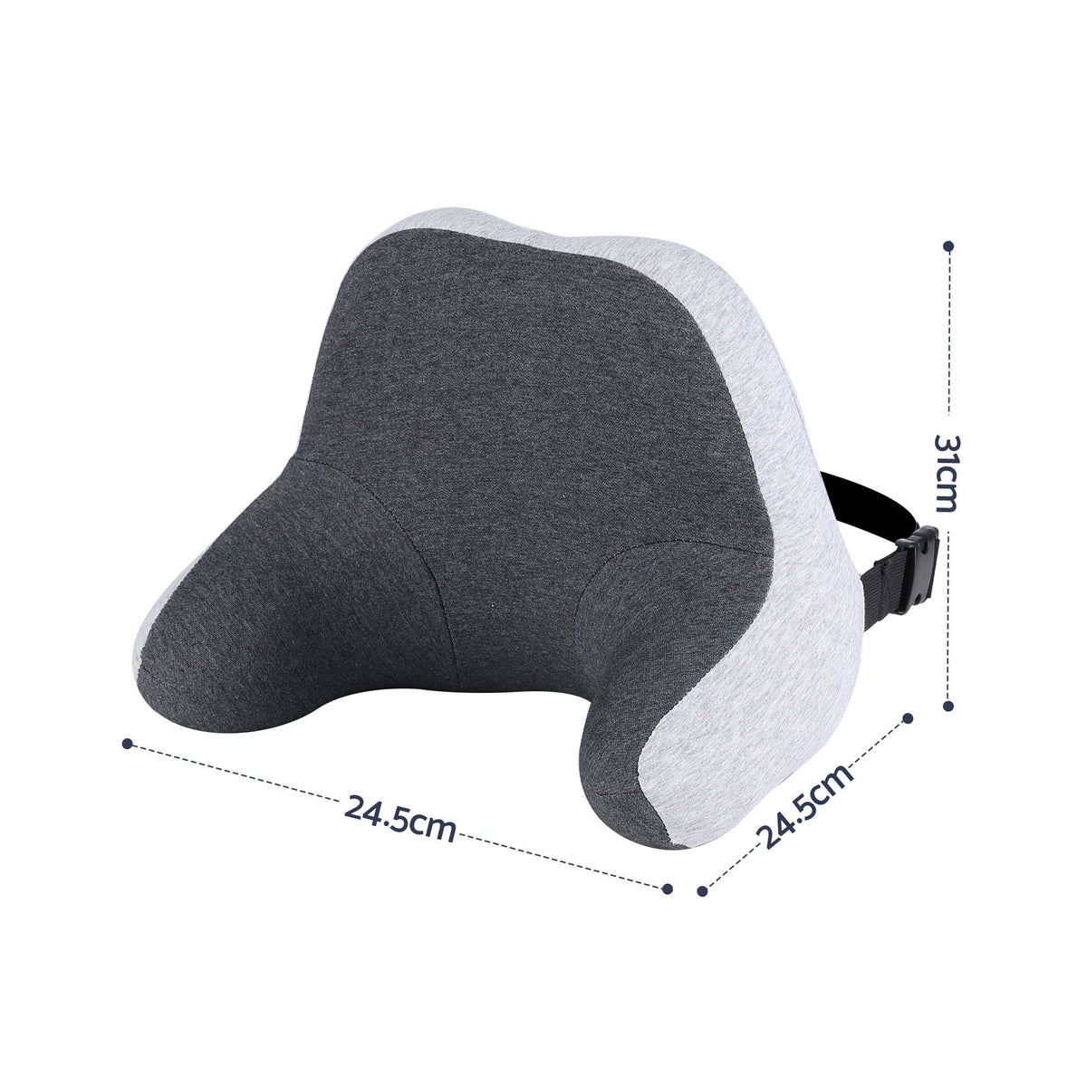 Wanderlite memory foam travel neck pillow with eye mask and earplugs in grey