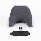 Wanderlite memory foam travel neck pillow with eye mask and earplugs in grey