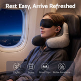 Wanderlite memory foam travel neck pillow with eye mask and earplugs in grey