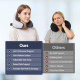 Wanderlite memory foam travel neck pillow with eye mask and earplugs in grey