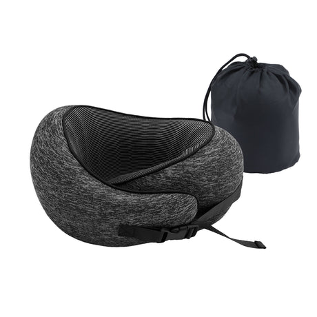 Dark grey memory foam pillows, supplied with a storage bag.