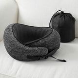 Wanderlite Travel Pillows for Airplanes Ergonomic Memory Foam Neck Pillow, Breathable & Washable Cover, Travel Bag Included, Airplane Pillow for Airplane, Car, Office and Home, Dark Grey