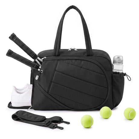 Everfit Tennis Tote Bag Gym Bag Sports Duffle Bags Holds 2 Rackets Black.
