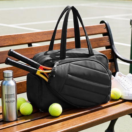 Everfit Tennis Tote Bag Gym Bag Sports Duffle Bags Holds 2 Rackets Black.