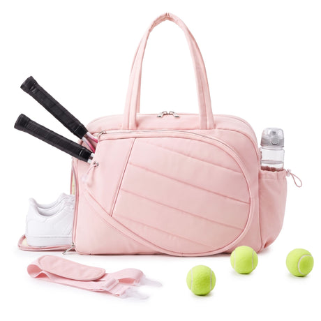 Everfit Tennis Tote Bag Gym Bag Sports Duffle Bags Holds 2 Rackets Pink.