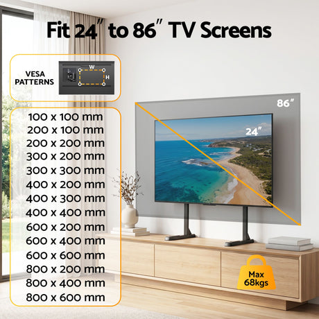 Artiss Universal TV Stand for 24-86 inch TVs LED Screen Table Top Desktop Mount - Shoppers Spot Appliances > TV > TVs & Accessories - Alternate view 4
