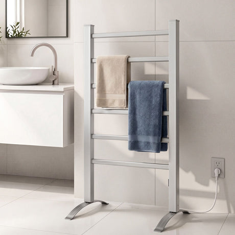 Devanti 6 bar freestanding heated towel rail, aluminium