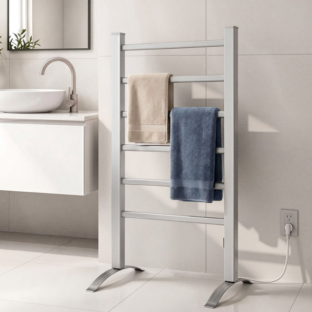 Devanti 6 bar freestanding heated towel rail, aluminium