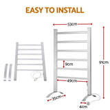 Devanti 6 bar freestanding heated towel rail, aluminium