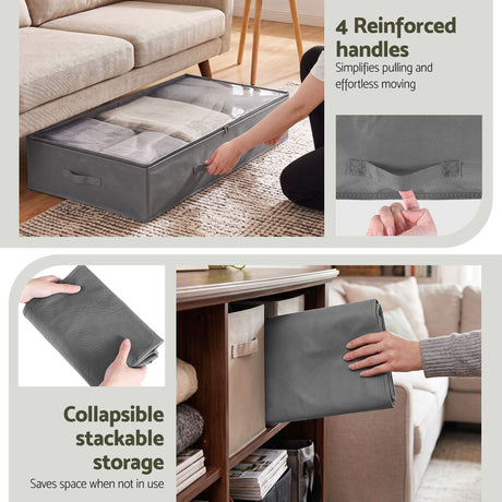 Grey containers boxes organiser, 90L, folds flat.