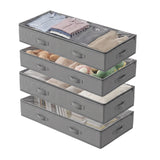 Artiss Under Bed Storage Containers X4 90L Boxes Organiser Clear Top Fabric Grey