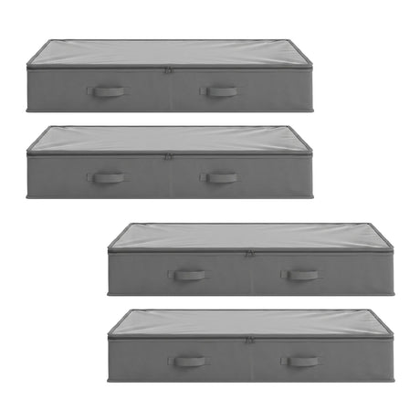 Grey containers boxes organiser, 90L, folds flat.