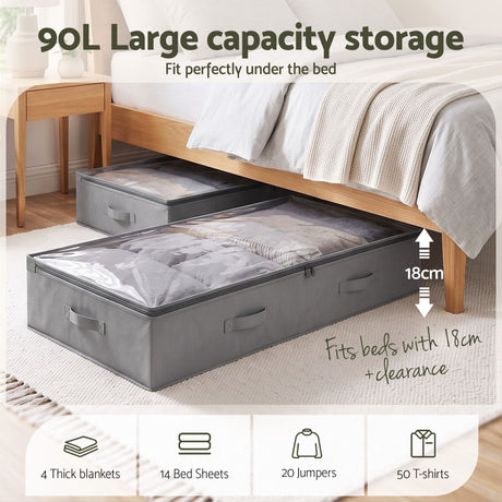 Grey containers boxes organiser, 90L, folds flat.