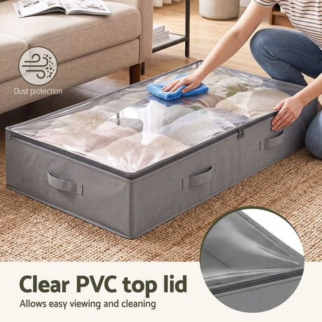 Grey containers boxes organiser, 90L, folds flat.