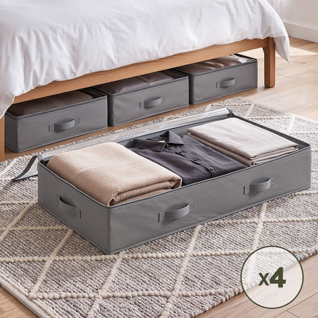 Grey containers boxes organiser, 90L, folds flat.