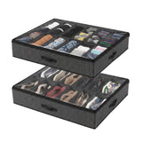 Artiss Under Bed Shoe Storage Containers X2 Box Organiser 12 Pairs Fabric Grey