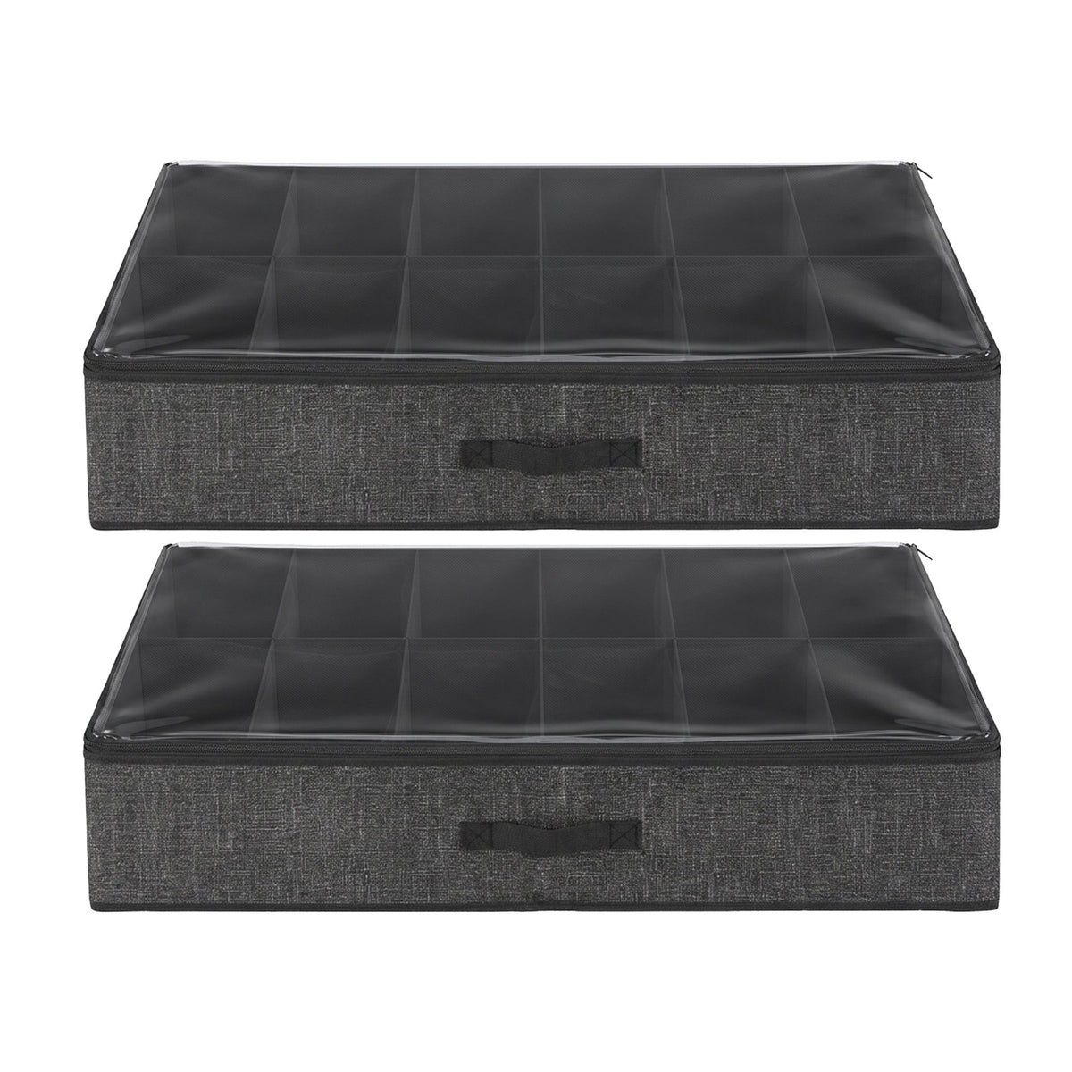 Artiss Under Bed Shoe Storage Containers X2 Box Organiser 12 Pairs Fabric Grey