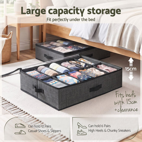 Grey containers box organiser, 12 pairs.