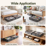 Artiss Under Bed Shoe Storage Containers X2 Box Organiser 12 Pairs Fabric Grey
