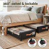 Artiss 2X Under Bed Storage Containers 48L Clothes Organiser Wheels Oxford Black
