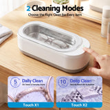Devanti Ultrasonic Jewellery Cleaner 46kHz 400ml Cleaning Machine with Stainless Steel Tank White.