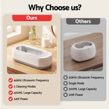 Devanti Ultrasonic Jewellery Cleaner 46kHz 400ml Cleaning Machine with Stainless Steel Tank White.