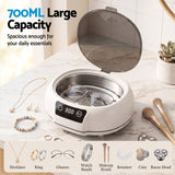Devanti Ultrasonic Cleaner 700mL 48kHz Jewellery Cleaning Machine with Stainless Steel Tank White.