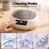 Devanti Ultrasonic Cleaner 700mL 48kHz Jewellery Cleaning Machine with Stainless Steel Tank White.