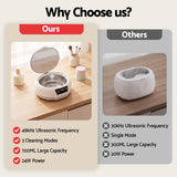 Devanti Ultrasonic Cleaner 700mL 48kHz Jewellery Cleaning Machine with Stainless Steel Tank White.