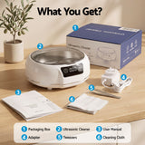 Devanti Ultrasonic Cleaner 700mL 48kHz Jewellery Cleaning Machine with Stainless Steel Tank White.