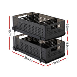 Artiss Under Sink Organizer 2 Tier Pull Out Drawer with Removable Baskets & Divider