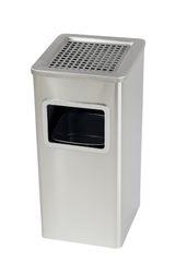 Dolphy Stainless Steel Ashtray Bin 24L – Smoke Extinguishing Trash Can with Removable Galvanized Inner Bucket, Anti-Fingerprint SUS201, Square Design, Silver (DWBN0106)