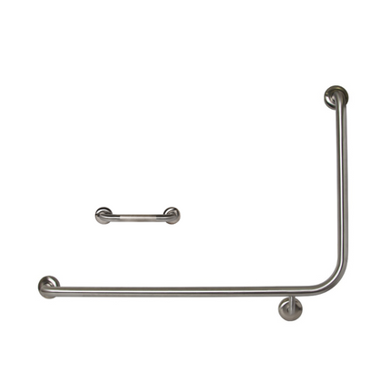 Dolphy 90° Flush Mount Side Wall Grab Rail Stainless Steel 950 x 600mm LH - Silver