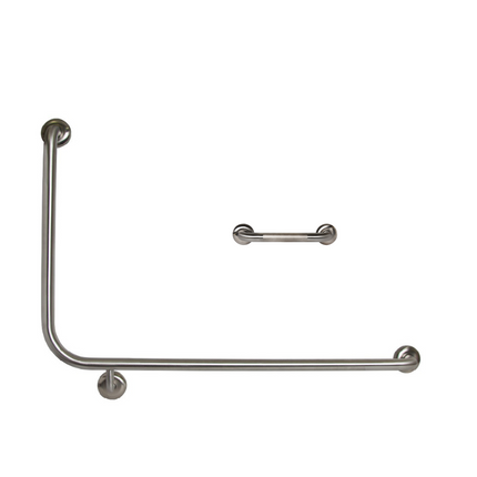 Dolphy 90° Flush Mount Side Wall Grab Rail Stainless Steel 950 x 600mm RH - Silver