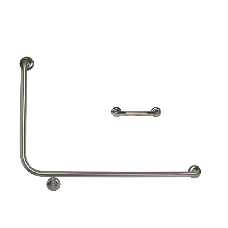 Dolphy 90 Flush Mount Side Wall Grab Rail RH 950x600mm – Stainless Steel Bathroom Safety Support Bar – Silver