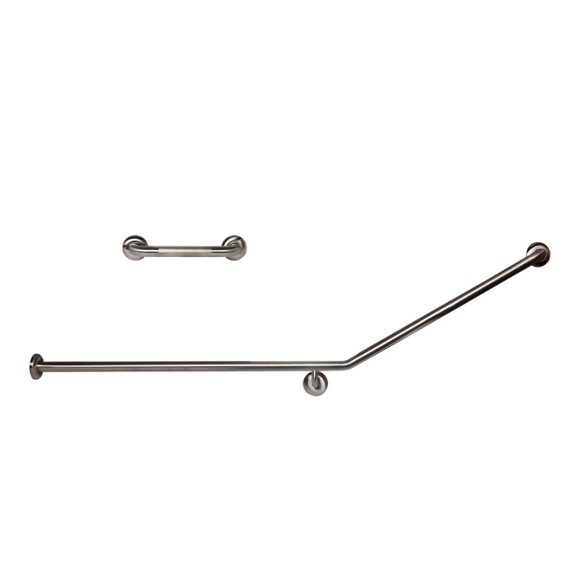 Dolphy 30 Flush Mount Side Wall Grab Rail LH 840x700mm – Stainless Steel Bathroom Support Bar – Silver
